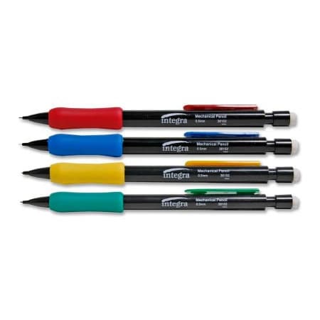 Integra Integra Grip Mechanical Pencil, Refillable, 0.5mm, Assorted Barrel, Dozen 36152